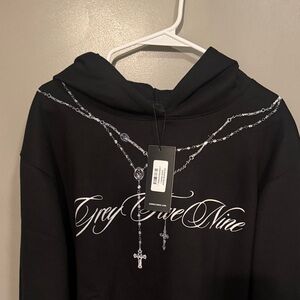 G59 Grey Five Nine cropped women’s rosary hoodie black size Large